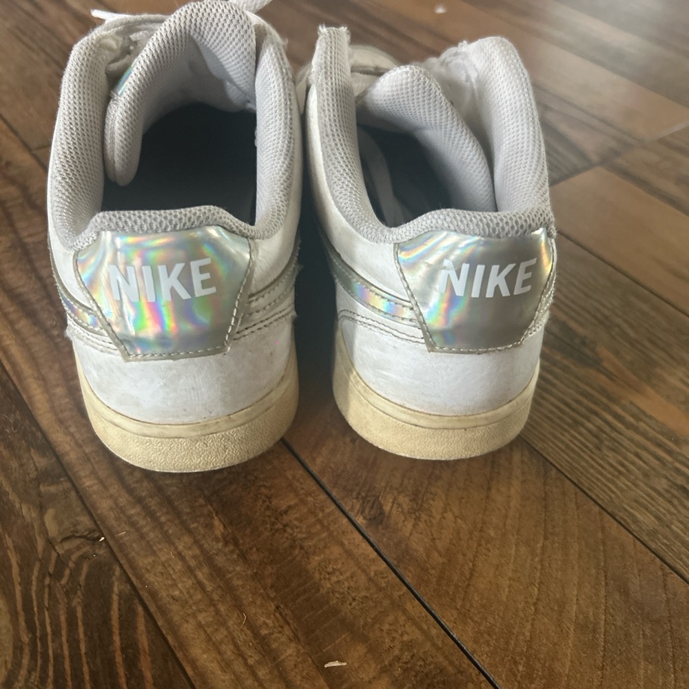 Nike Women's White Sneakers with Iridescent Swoosh - Picture 4 of 5